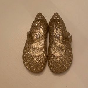 Gold sparkly jelly shoes